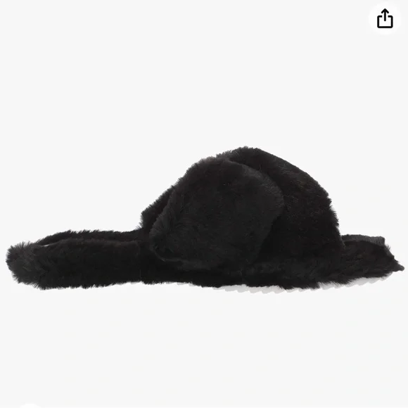 Vince Camuto Kortendie Black Faux Fur Slip On Slide Slippers Size 9M - Picture 8 of 12
